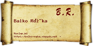 Balko Réka névjegykártya